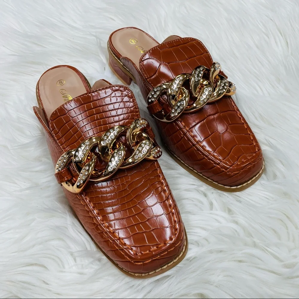 Tan croco chain mule sandal - Picture 12 of 12
